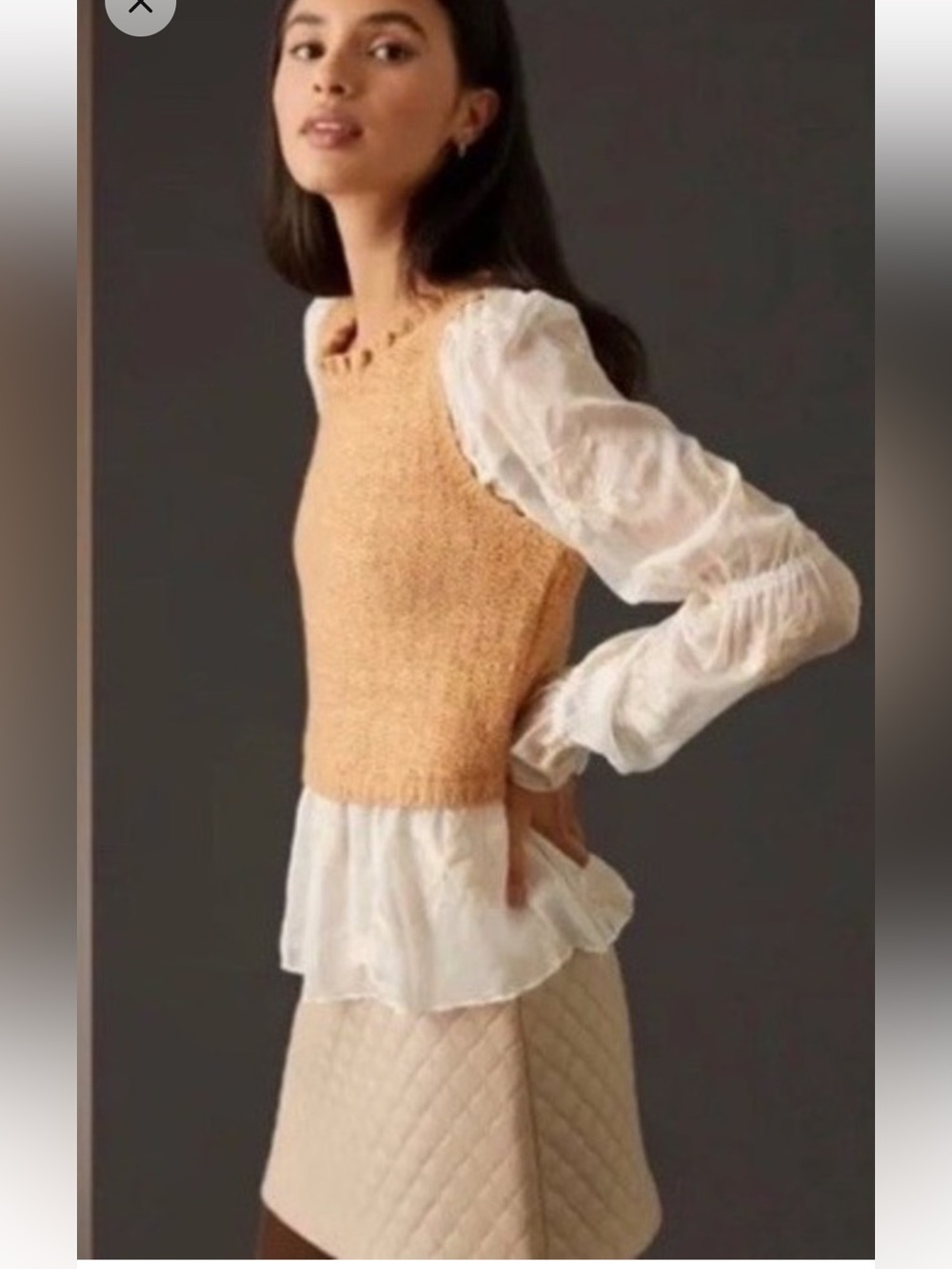 Anthropologie Layered knit Twofer Vest embroidered lace Romantic Boho top